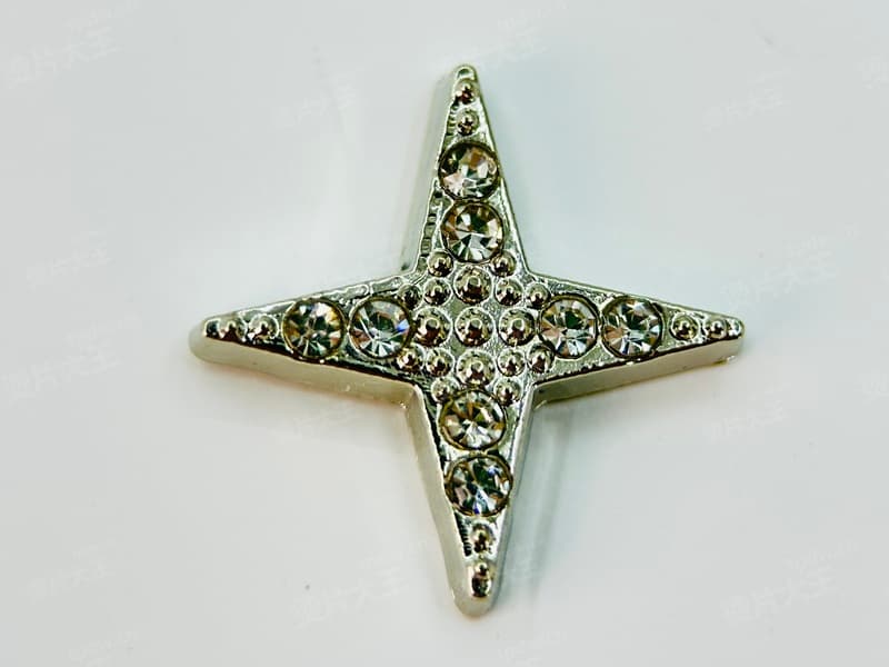 ✨ 亮银满钻四角星锌合金烫片