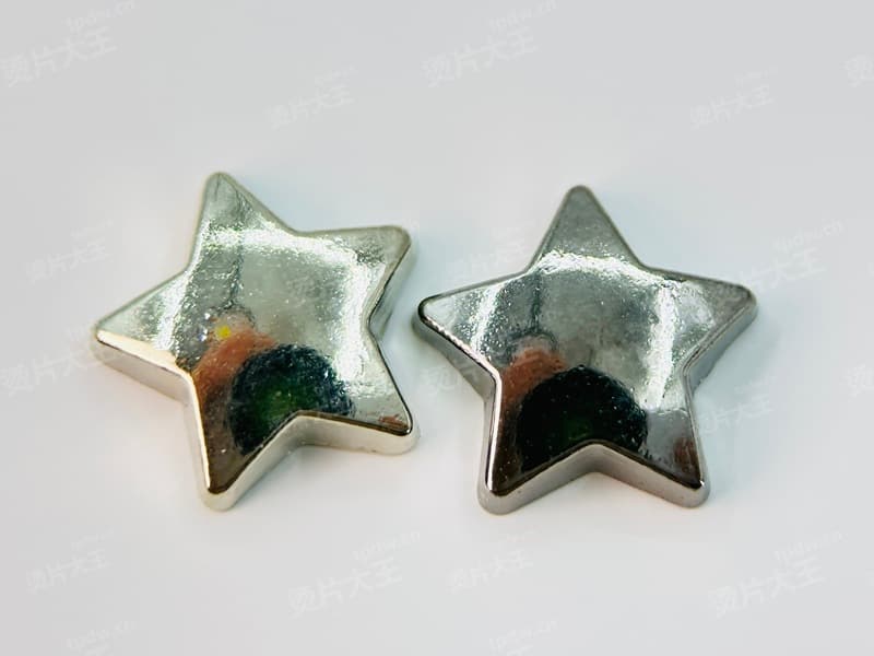 ⭐ 银色深灰亮面光面五角星锌合金烫片